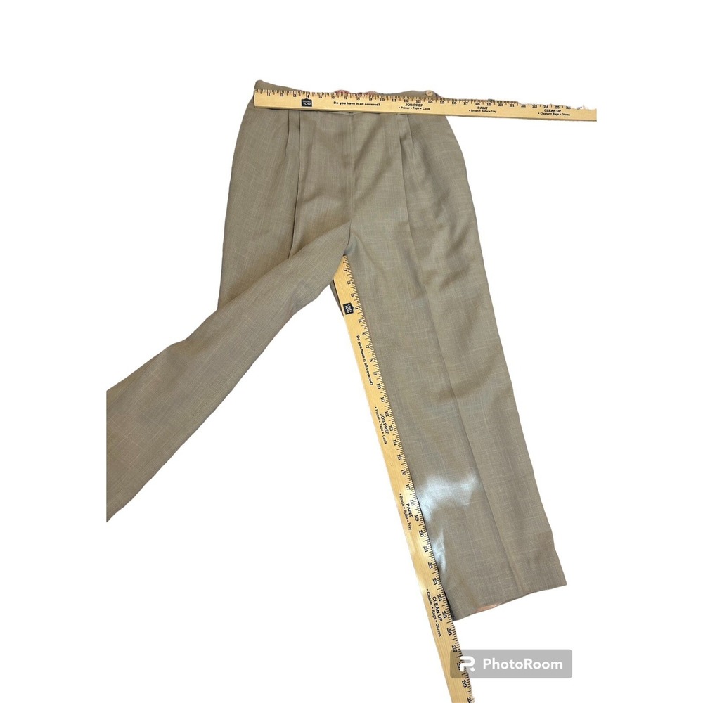 Vtg tan high Rise Made USA  pleated trousers‎ Pants Sz 12 Pockets Office Career - Picture 3 of 15